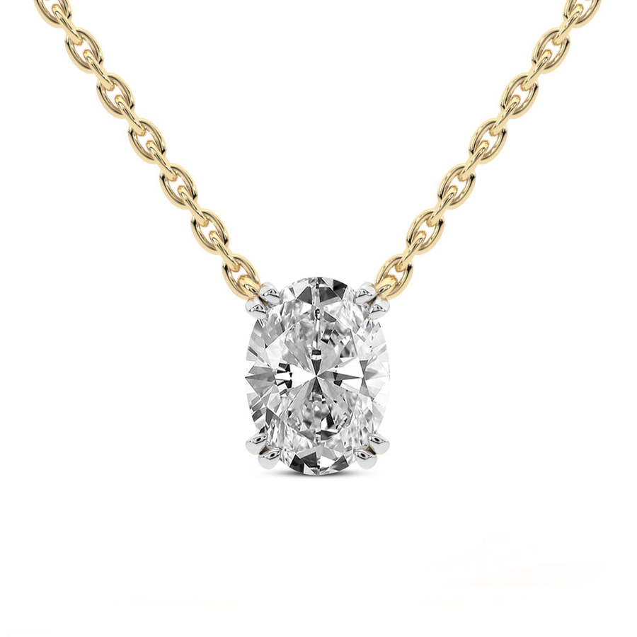 10kt Yellow Gold Ethereal Oval Lab Diamond Solitaire Necklace (4 Ct. Tw.) front image