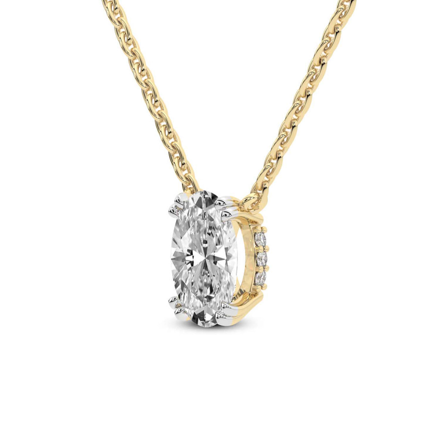 10kt Yellow Gold Ethereal Oval Lab Diamond Solitaire Necklace (4 Ct. Tw.) left