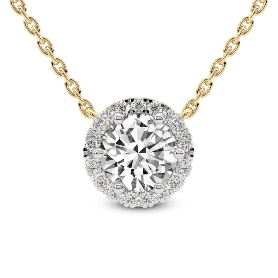 10kt Yellow Gold Belleza Halo Lab Diamond Solitaire Necklace (1/2 Ct. Tw.) front image