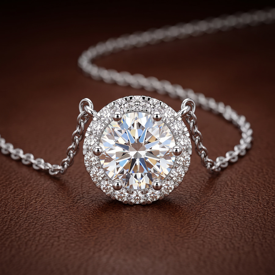 10kt Yellow Gold Belleza Halo Lab Diamond Solitaire Necklace (1/2 Ct. Tw.) color product image two