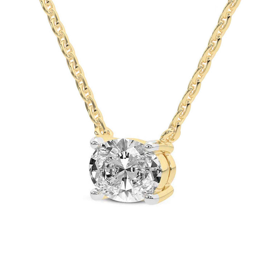 14kt Yellow Gold Fernanda Oval Lab Diamond Solitaire Necklace (3 Ct. Tw.) left
