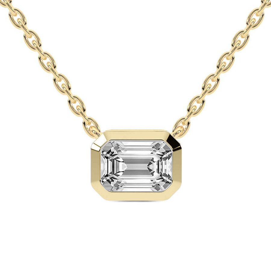 10kt Yellow Gold Aubree Emerald Bezel Lab Diamond Solitaire Necklace (1 1/2 Ct. Tw.) front image