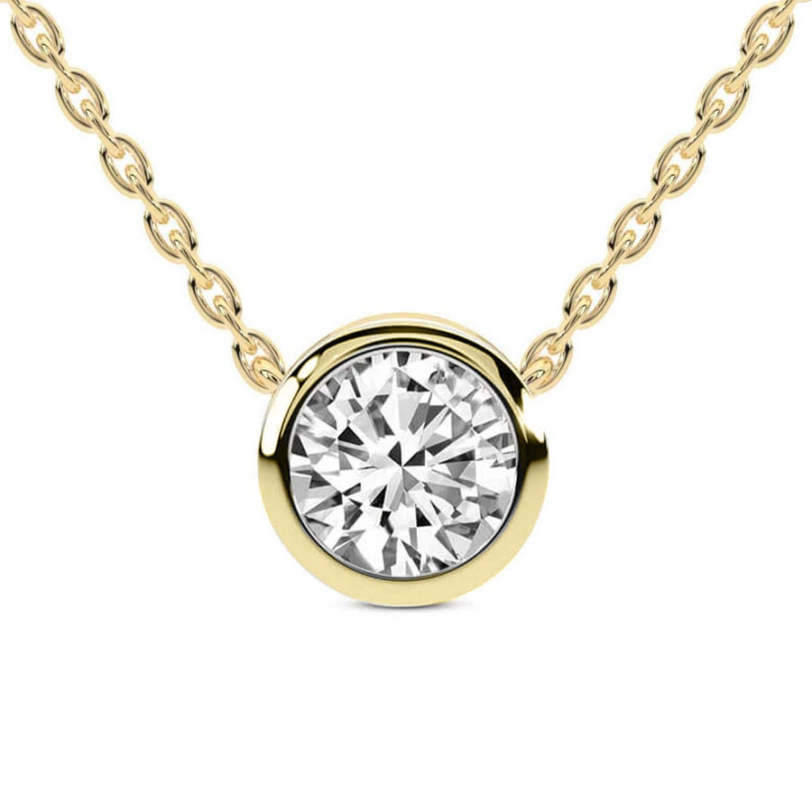 14kt Yellow Gold Agustina Round Bezel Lab Diamond Solitaire Necklace (1 1/2 Ct. Tw.) front image