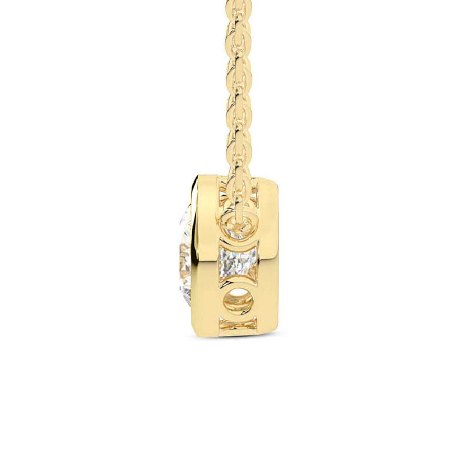14kt Yellow Gold Agustina Round Bezel Lab Diamond Solitaire Necklace (1 Ct. Tw.) standing product image one