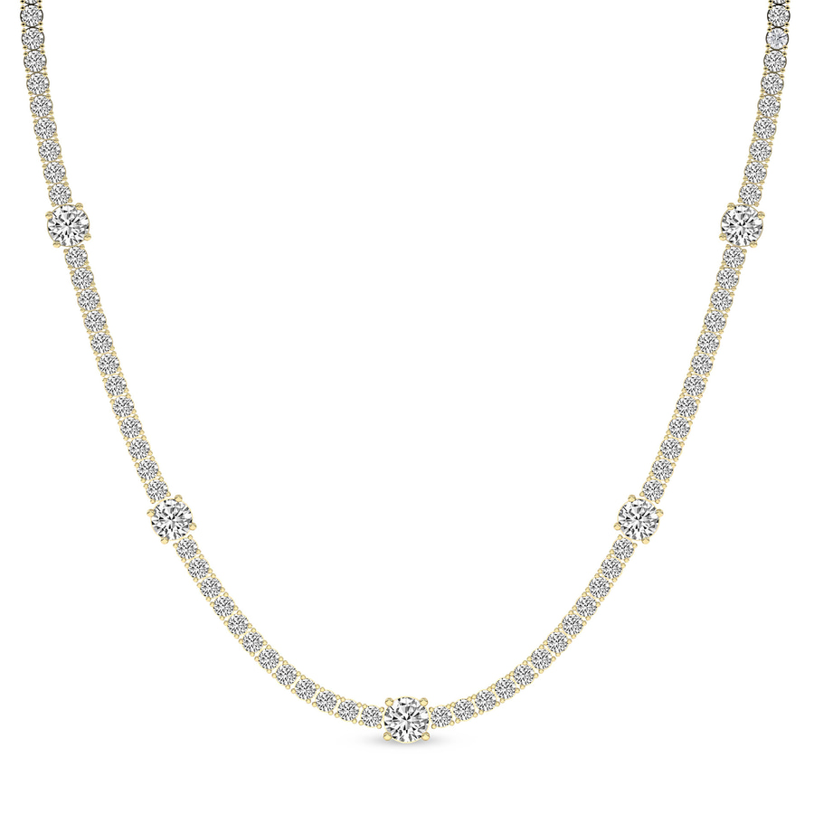 10kt Yellow Gold Solitaire Station Lab Diamond Tennis Necklace (7 Ct. Tw.) front image