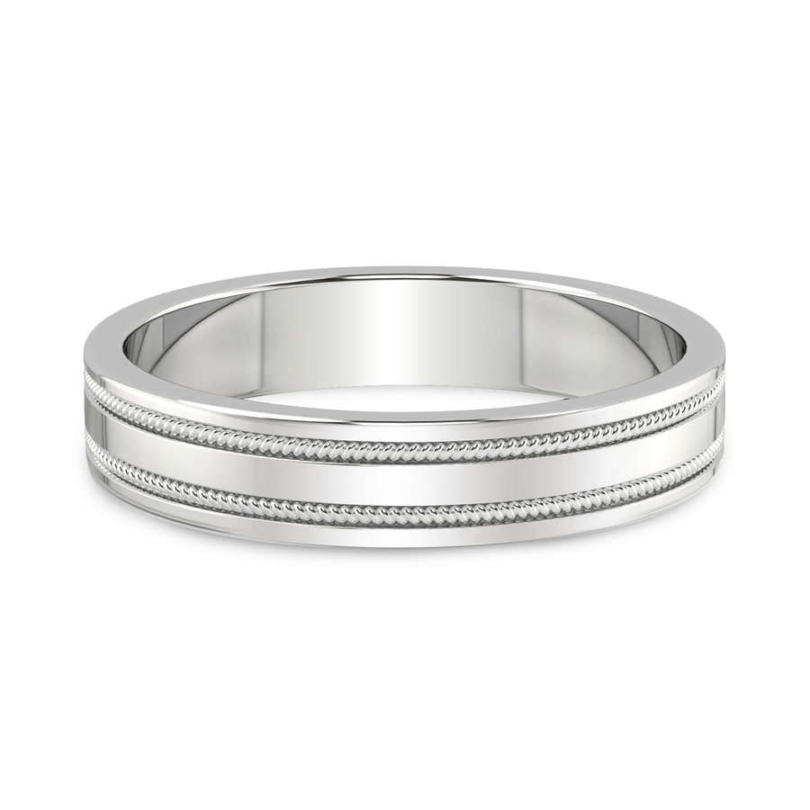 10kt White Gold Crossline Milgrain Men's Band front image