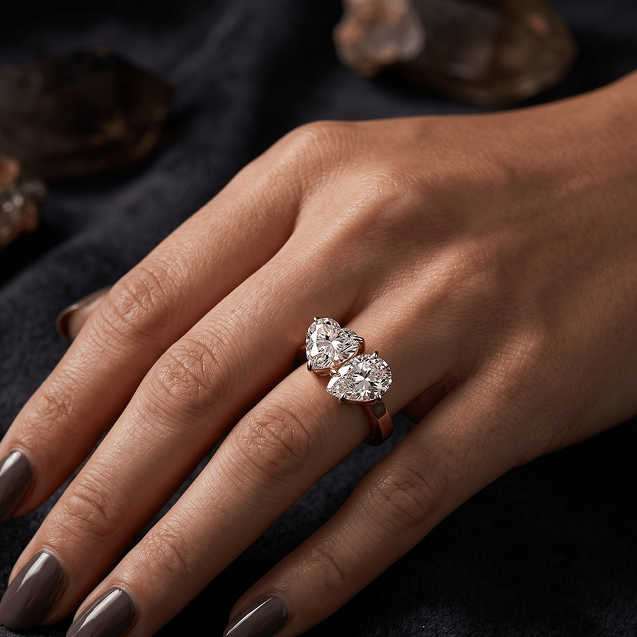 10kt White Gold Meg Two Stone Pear and Heart Toi et Moi Lab Grown Diamond Ring (1 Ct. Tw.) model