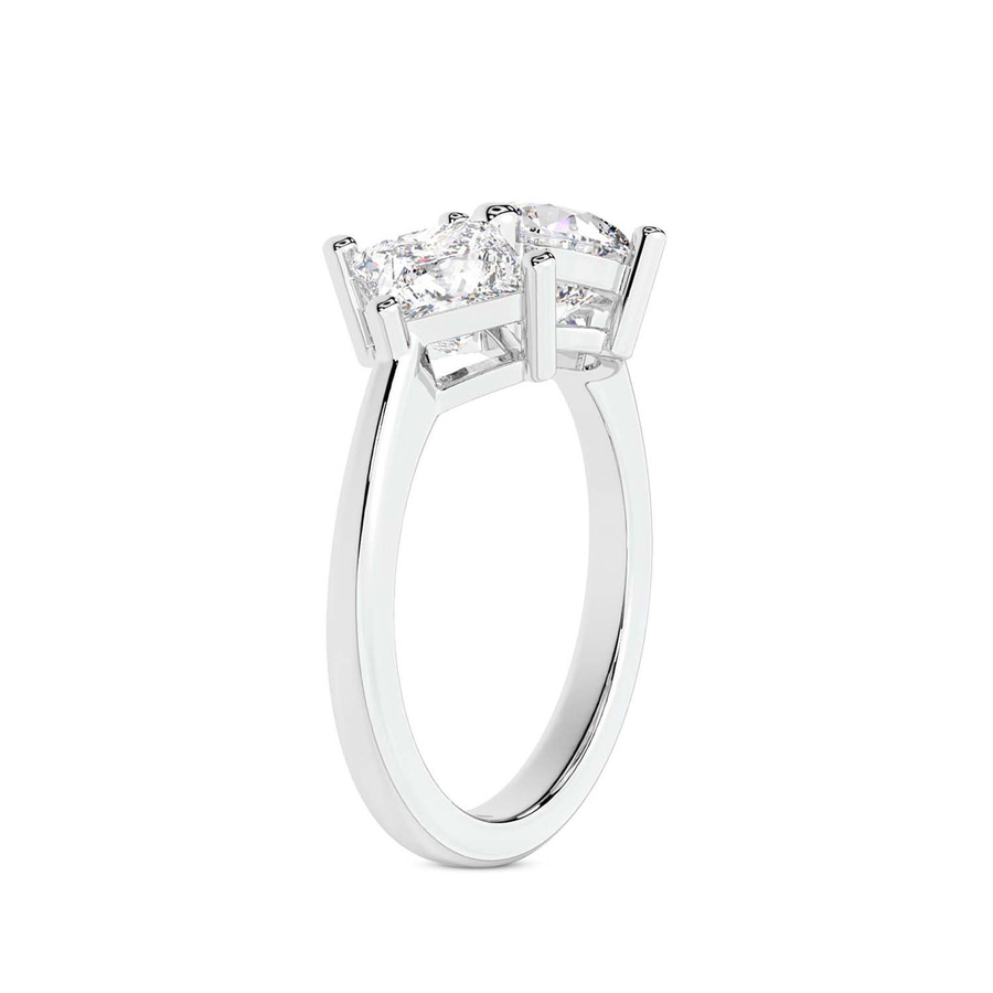 10kt White Gold Luisa Two Stone Round and Princess Toi et Moi Lab Grown Diamond Ring (1 Ct. Tw.) left
