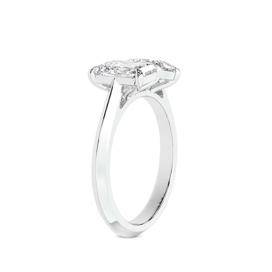 10kt White Gold Trianna Two Stone Oval and Emerald Toi Et Moi Lab Grown Diamond Ring (1 Ct. Tw.) left