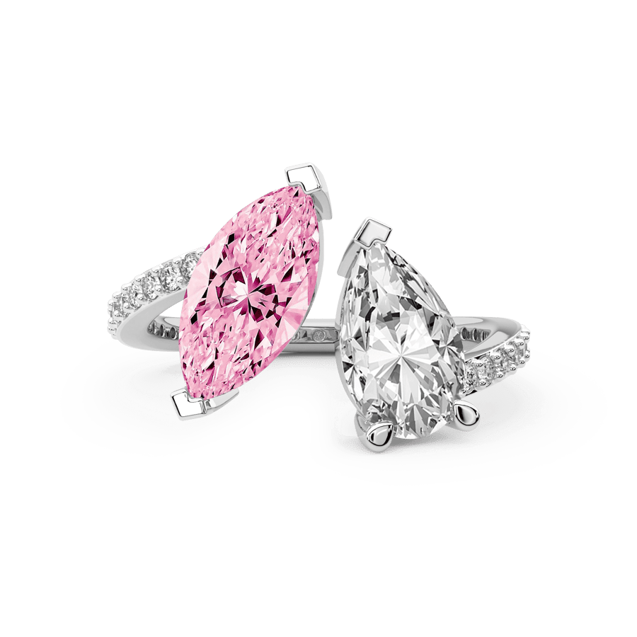 10kt White Gold Day and Night Colored Lab Diamond Ring (3 Ct. Tw.) left