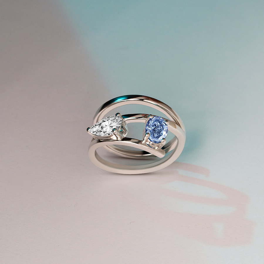 10kt White Gold Before the Rainbow Colored Lab Diamond Ring (1 Ct. Tw.) model