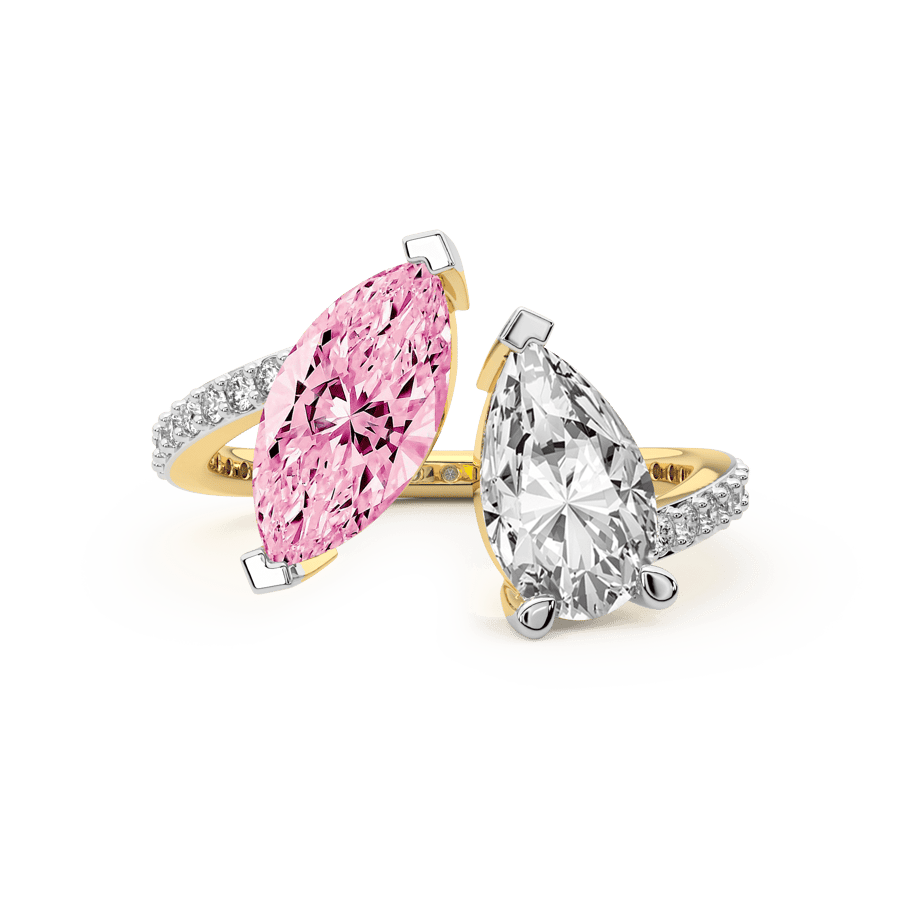 14kt Yellow Gold Day and Night Colored Lab Diamond Ring (3 Ct. Tw.) left