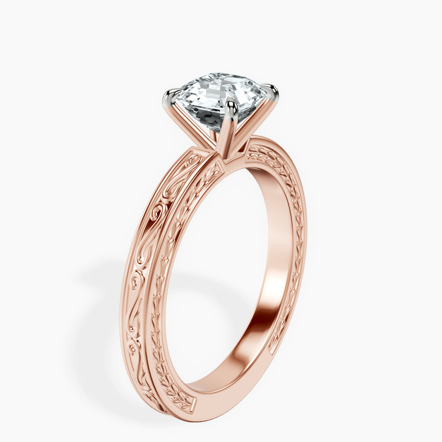 10kt Rose Gold Ivory Vintage Solitaire Lab Diamond Ring standing product image one