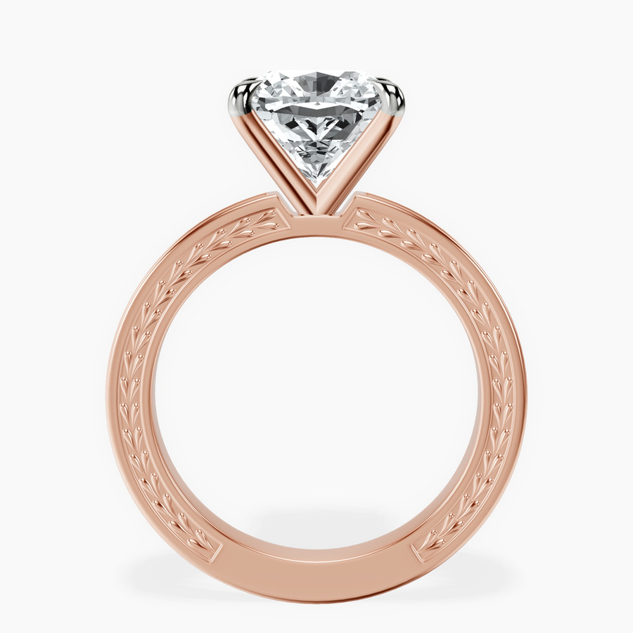 14kt Rose Gold Ivory Vintage Solitaire Lab Diamond Ring side right image one