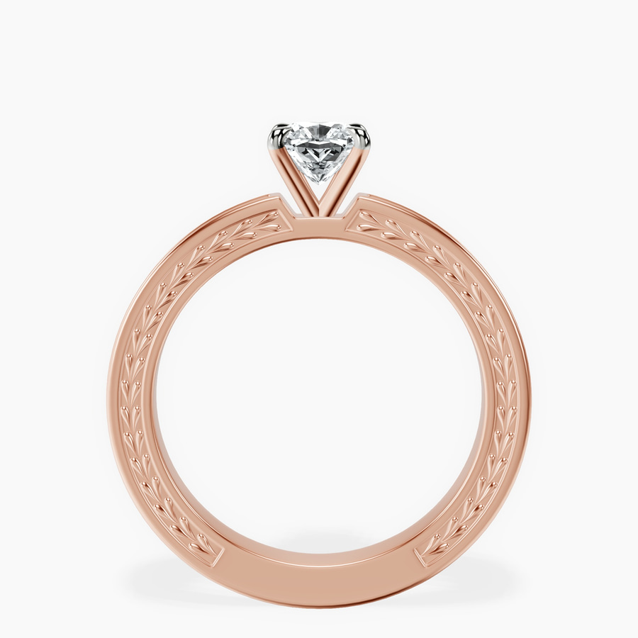 10kt Rose Gold Ivory Vintage Solitaire Lab Diamond Ring side right image one