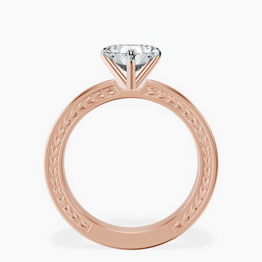 14kt Rose Gold Ivory Vintage Solitaire Lab Diamond Ring side right image one