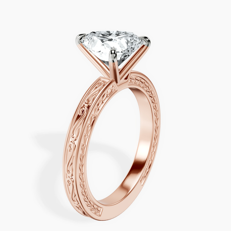 14kt Rose Gold Ivory Vintage Solitaire Lab Diamond Ring standing product image one