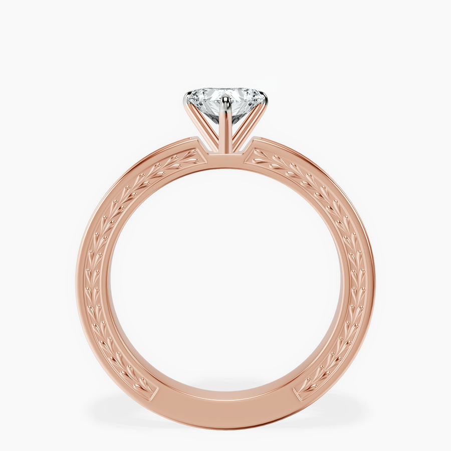 14kt Rose Gold Ivory Vintage Solitaire Lab Diamond Ring side right image one