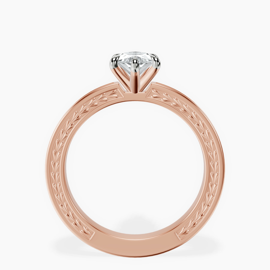 14kt Rose Gold Ivory Vintage Solitaire Lab Diamond Ring side right image one