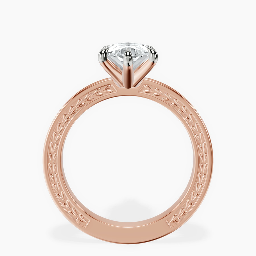 18kt Rose Gold Ivory Vintage Solitaire Lab Diamond Ring side right image one