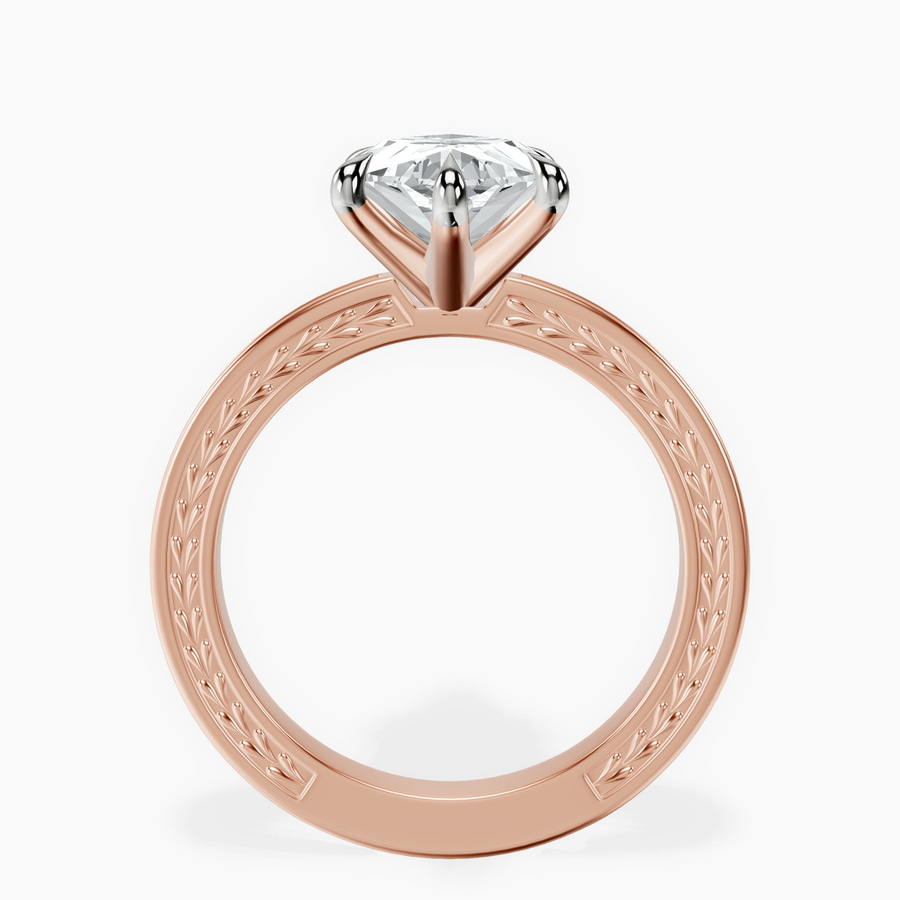 18kt Rose Gold Ivory Vintage Solitaire Lab Diamond Ring side right image one
