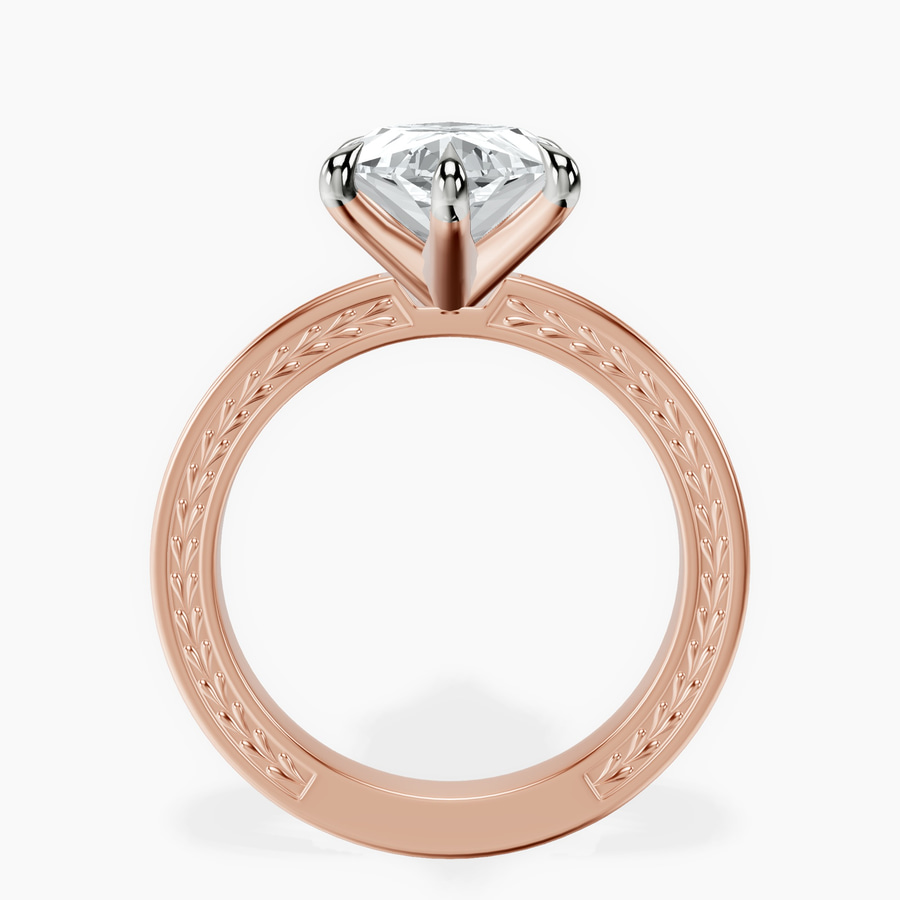 18kt Rose Gold Ivory Vintage Solitaire Lab Diamond Ring side right image one