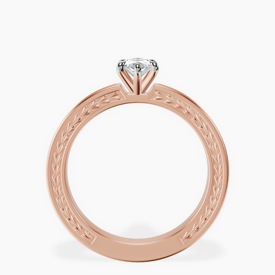 18kt Rose Gold Ivory Vintage Solitaire Lab Diamond Ring side right image one