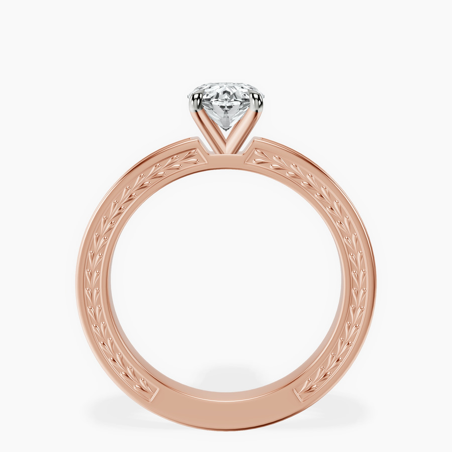 14kt Rose Gold Ivory Vintage Solitaire Lab Diamond Ring side right image one