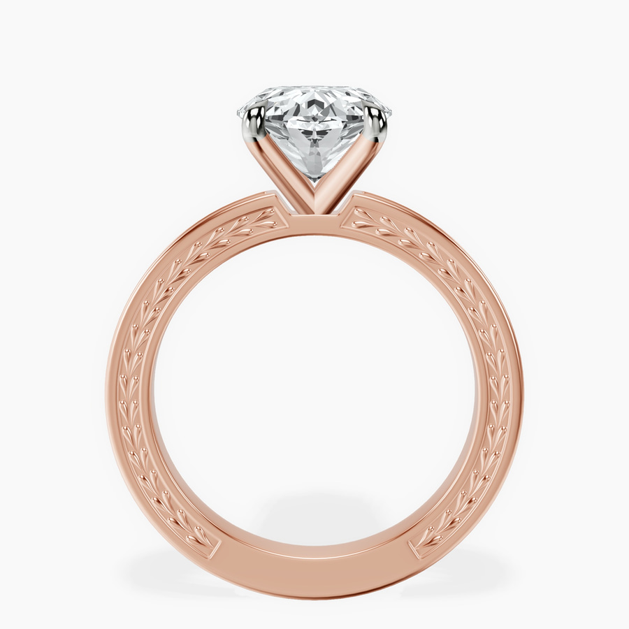 10kt Rose Gold Ivory Vintage Solitaire Lab Diamond Ring side right image one