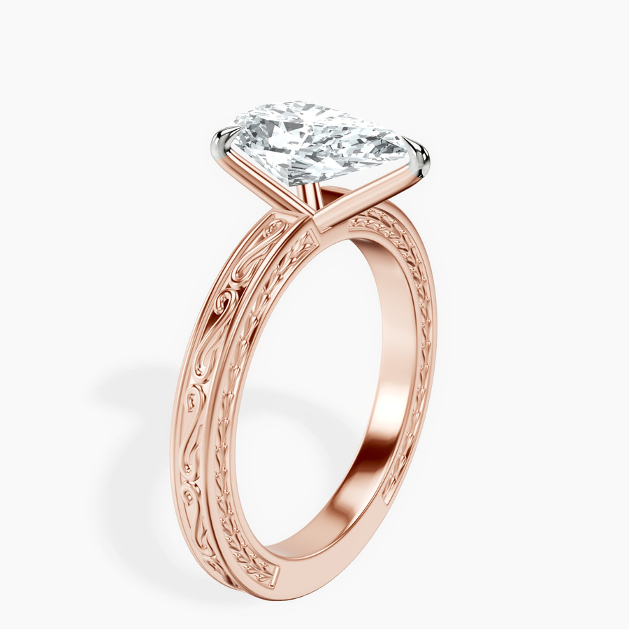 14ct Rose Gold Ivory Vintage Solitaire Lab Diamond Ring standing product image one