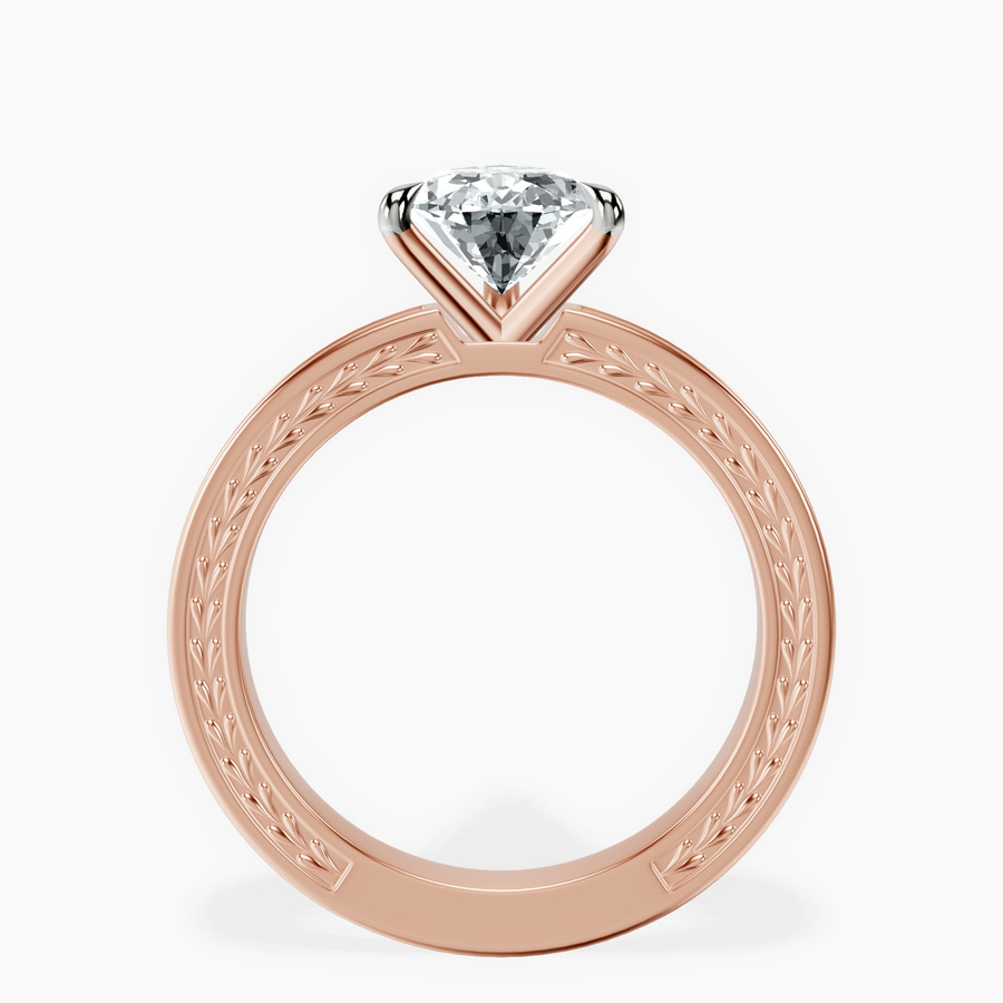 14ct Rose Gold Ivory Vintage Solitaire Lab Diamond Ring side right image one