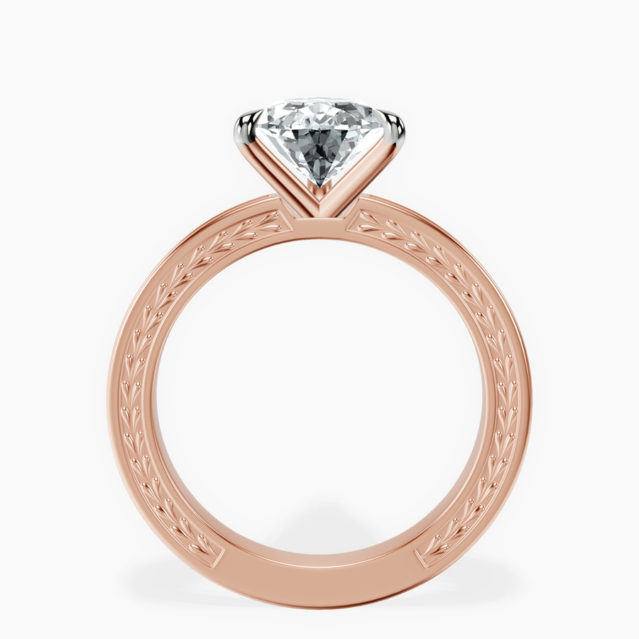 18kt Rose Gold Ivory Vintage Solitaire Lab Diamond Ring side right image one