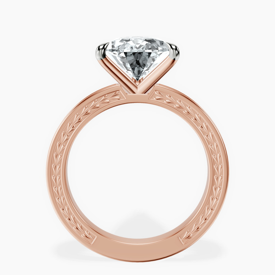 18kt Rose Gold Ivory Vintage Solitaire Lab Diamond Ring side right image one