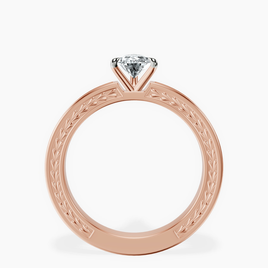 10kt Rose Gold Ivory Vintage Solitaire Lab Diamond Ring side right image one