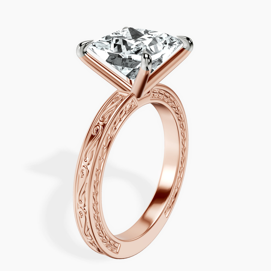 10kt Rose Gold Ivory Vintage Solitaire Lab Diamond Ring standing product image one