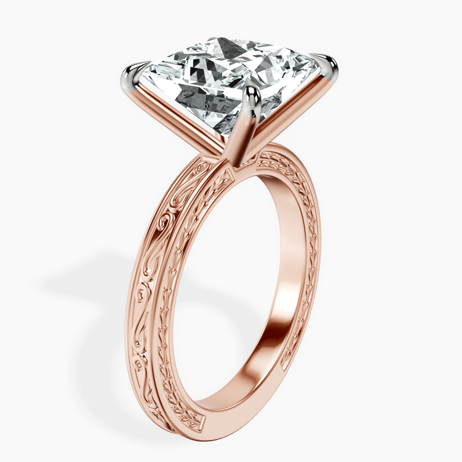 14kt Rose Gold Ivory Vintage Solitaire Lab Diamond Ring standing product image one