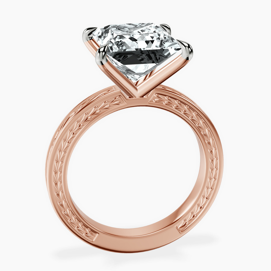14kt Rose Gold Ivory Vintage Solitaire Lab Diamond Ring side right image one