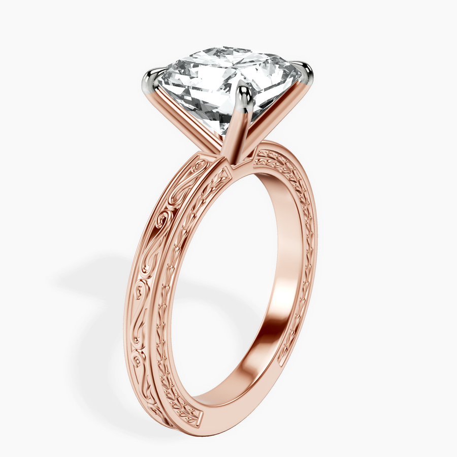 14kt Rose Gold Ivory Vintage Solitaire Lab Diamond Ring standing product image one