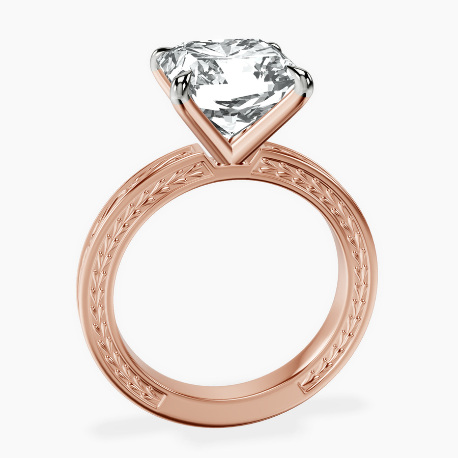 18kt Rose Gold Ivory Vintage Solitaire Lab Diamond Ring side right image one