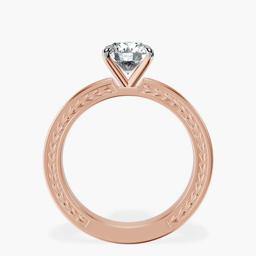 10kt Rose Gold Ivory Vintage Solitaire Lab Diamond Ring side right image one