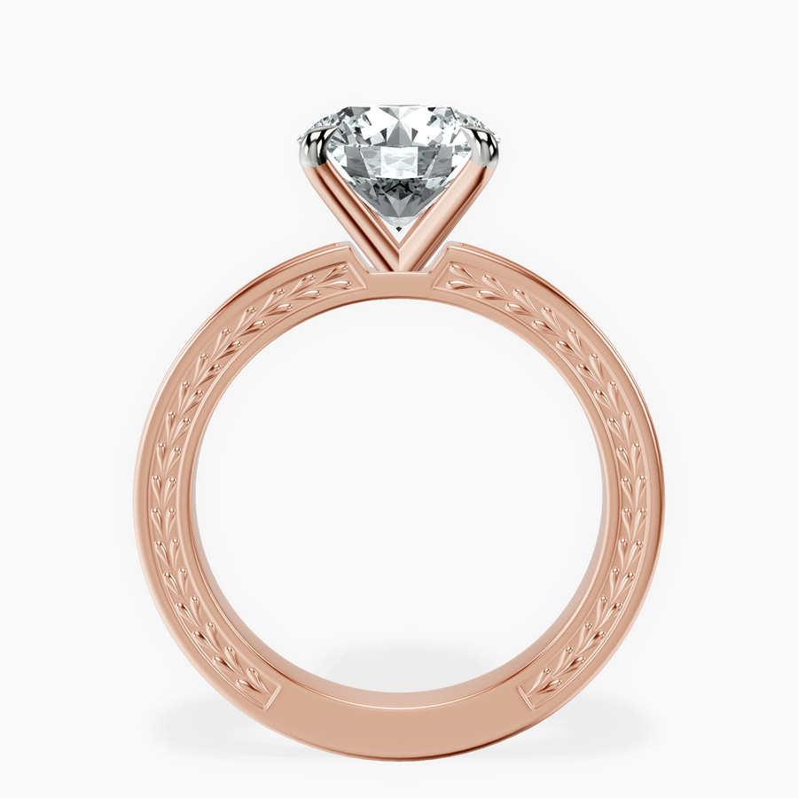 18kt Rose Gold Ivory Vintage Solitaire Lab Diamond Ring side right image one