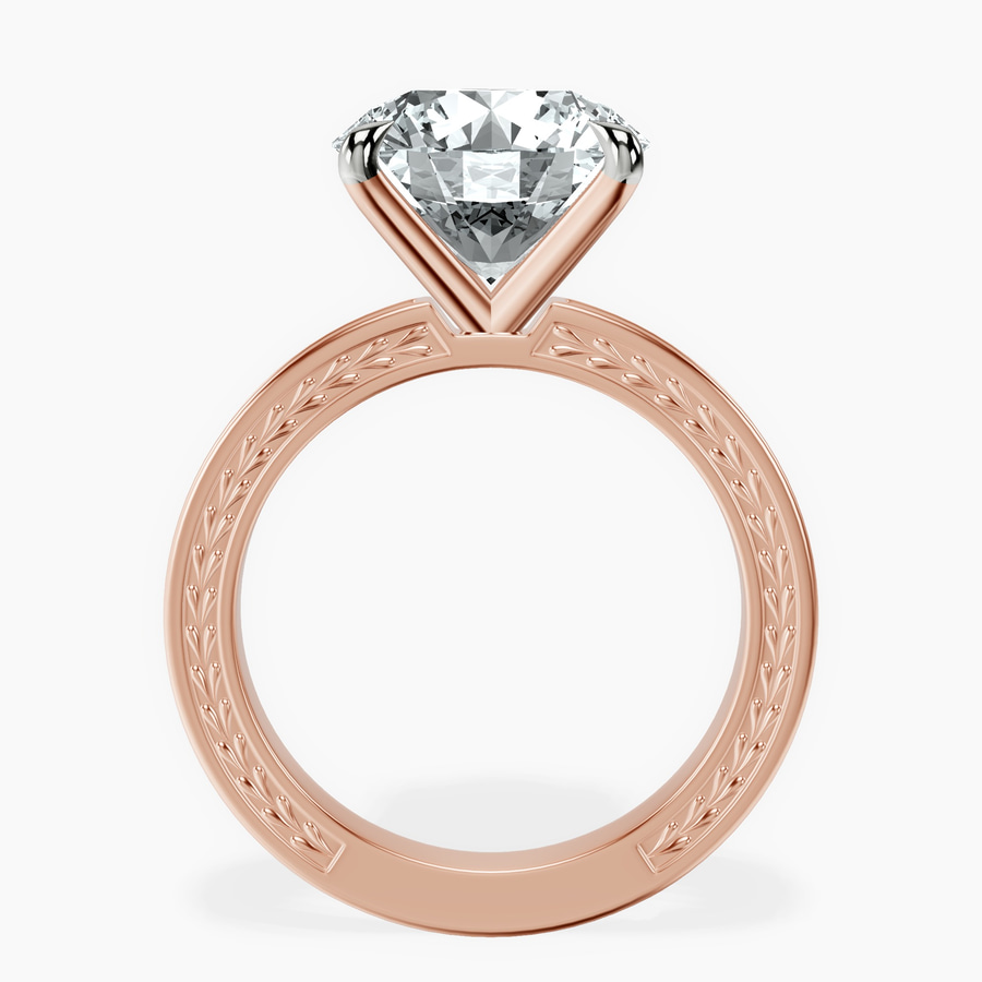 14kt Rose Gold Ivory Vintage Solitaire Lab Diamond Ring side right image one
