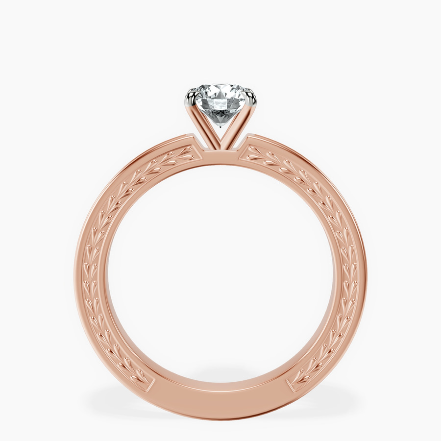 14kt Rose Gold Ivory Vintage Solitaire Lab Diamond Ring side right image one