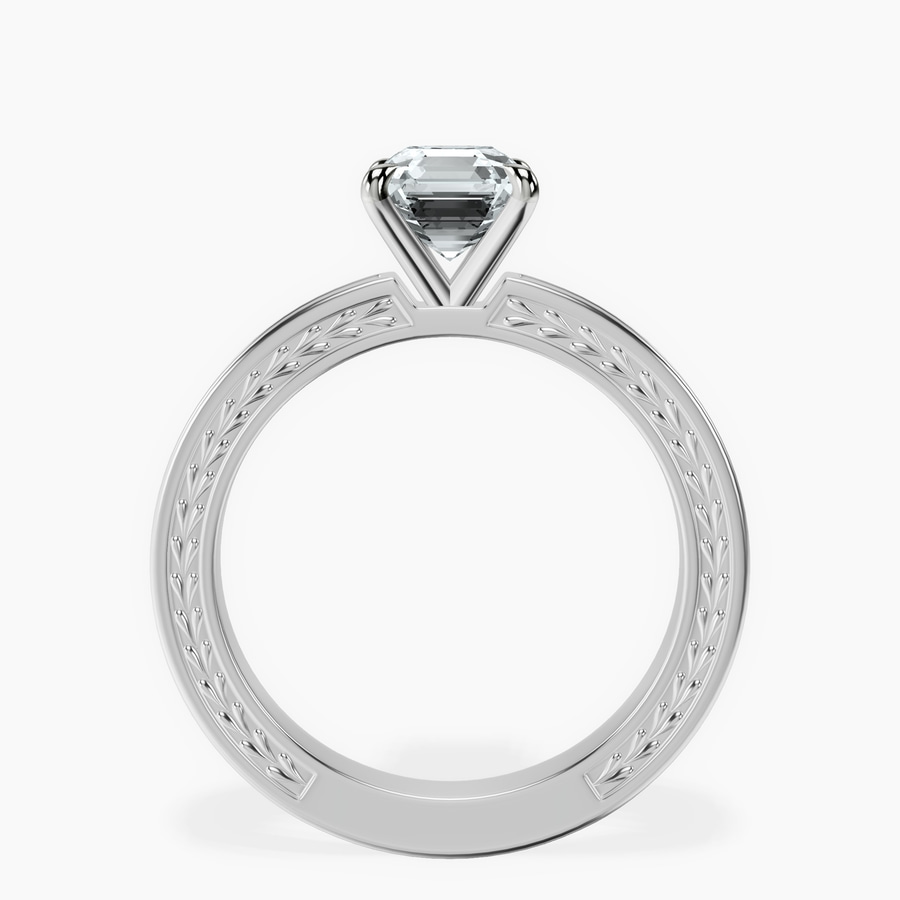 Platinum Ivory Vintage Solitaire Lab Diamond Ring side right image one