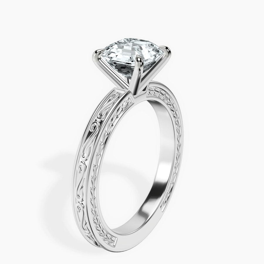 Platinum Ivory Vintage Solitaire Lab Diamond Ring standing product image one