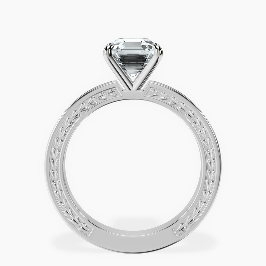 Platinum Ivory Vintage Solitaire Lab Diamond Ring side right image one