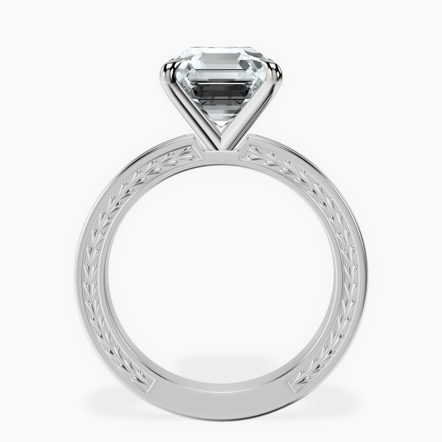 Platinum Ivory Vintage Solitaire Lab Diamond Ring side right image one