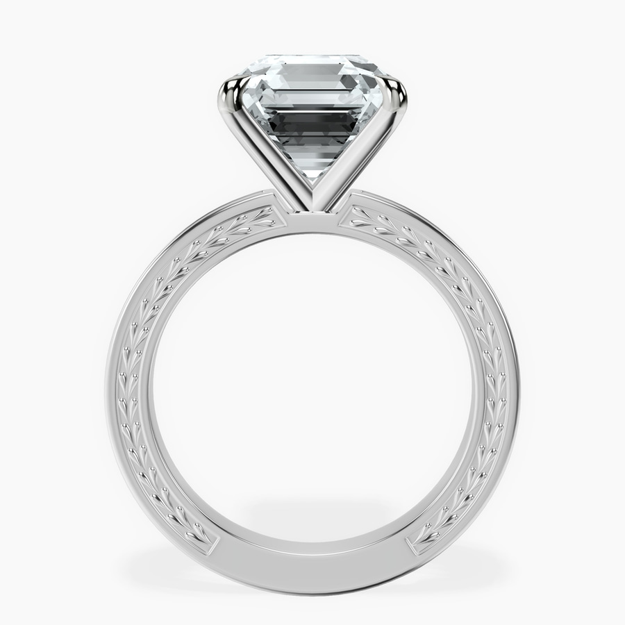 Platinum Ivory Vintage Solitaire Lab Diamond Ring side right image one