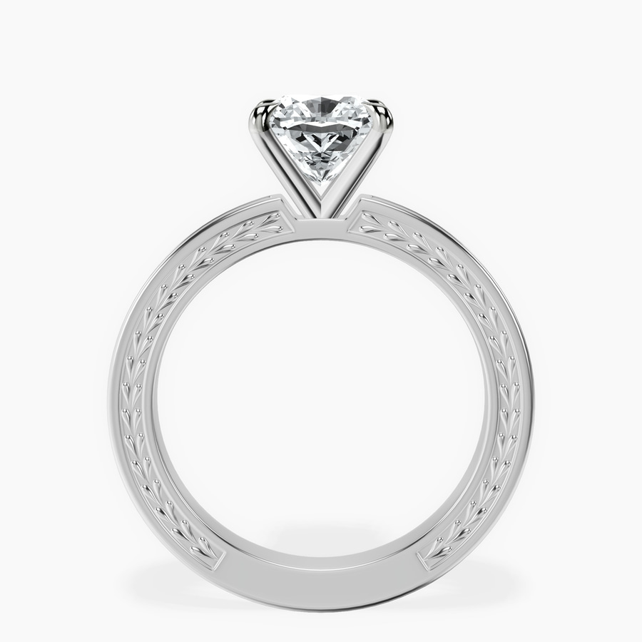 Platinum Ivory Vintage Solitaire Lab Diamond Ring side right image one