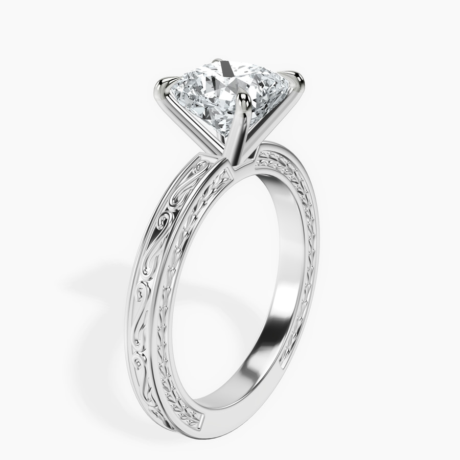 Platinum Ivory Vintage Solitaire Lab Diamond Ring standing product image one